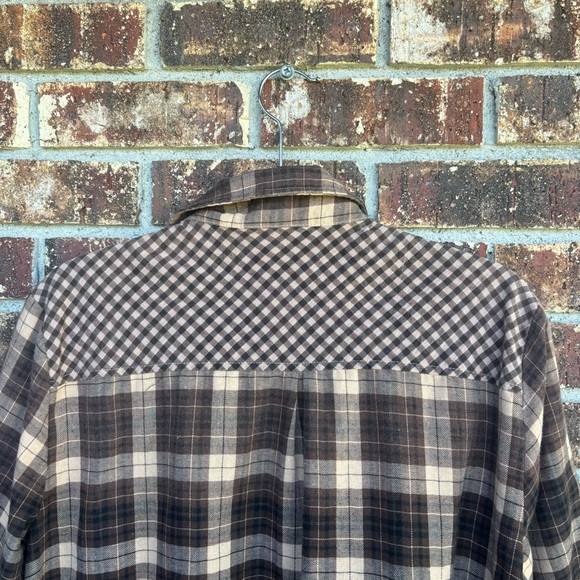 POL Oversized Brown Plaid Shirt Tunic Fall Boho Lace Detail Button Up Small S - Picture 6 of 9